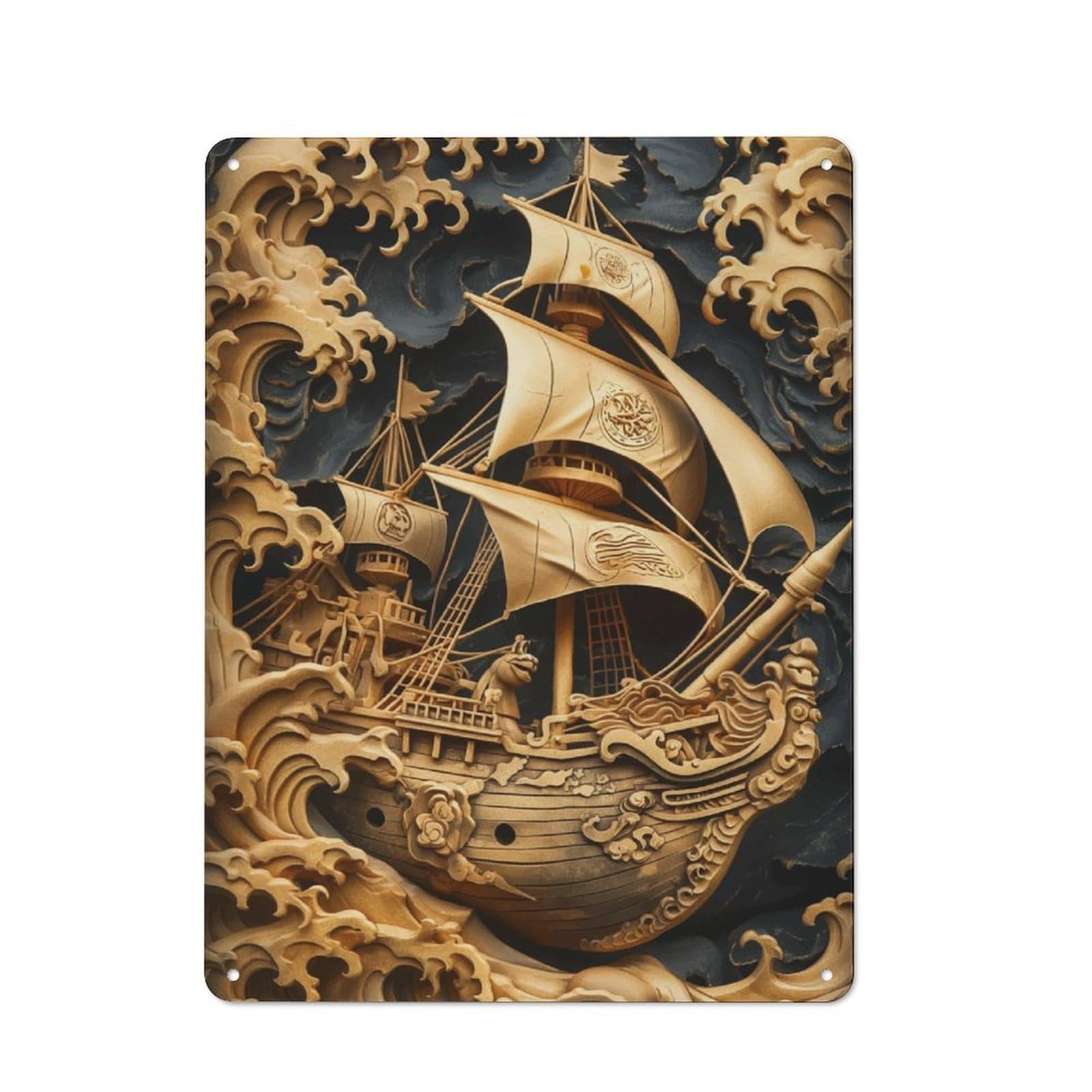 Junmoney Howling At The High Seas Vintage-Inspired Tin Sign 40X30cm For Garage Or Workshop, For Garage, Workshop And Man Cave Decoration