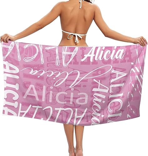 Miniatura 2 de OAHEDIAM Toalla de playa personalizada con nombre, toallas de microfibra personalizadas sin arena para playa, toalla de piscina de secado rápido,