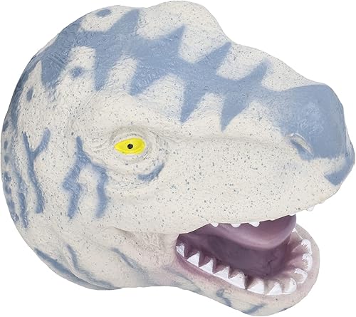 Miniatura 2 de Vakitar Títere de mano de dinosaurio realista suave para Halloween, tiranosaurio, juguete de rol para el hogar, niños (gris)