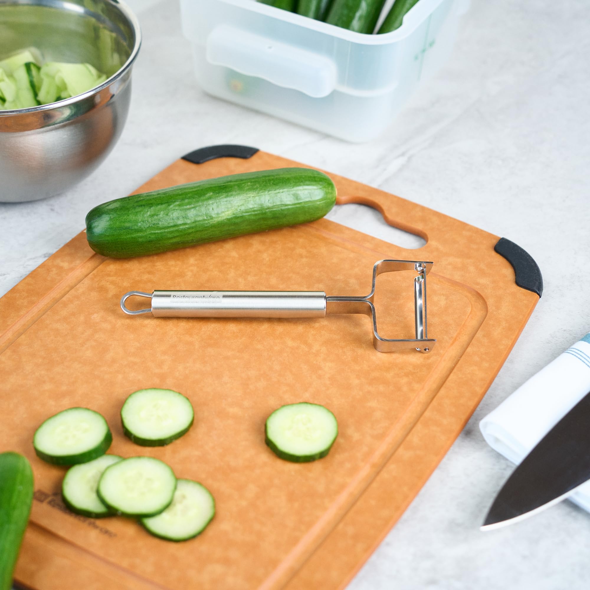 German Standard - Pelador de verduras de 6.6 pulgadas, pelador de patatas en 1 Y, hoja ultra afilada, mango ergonómico, pelador de frutas de acero inoxidable, apto para lavavajillas, para calabacín,
