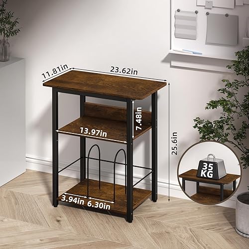 Miniatura 2 de LELELINKY Soporte estrecho para tocadiscos marrón