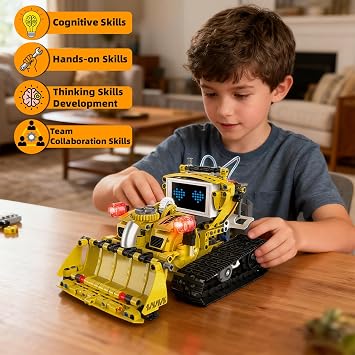 5 in 1 STEM Robot Building Kit, Programmable RC Truck Set, APP & Remote Control with LED Display, Engineering Technic Educational Construction Toy Gift for Kids Ages 8-14 Boys (660 PCS)