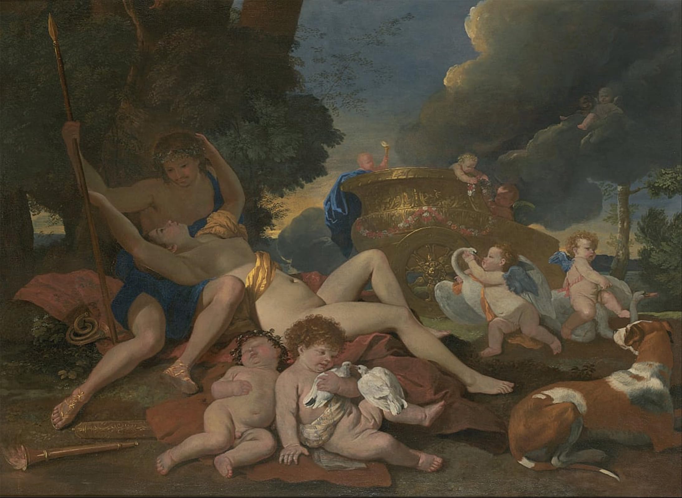 POSTERIIk Vintage Art Print Images Pictures Print Venus and Adonis by Nicolas Poussin Modern Colour Posters for Office Home Decor 60x90cm