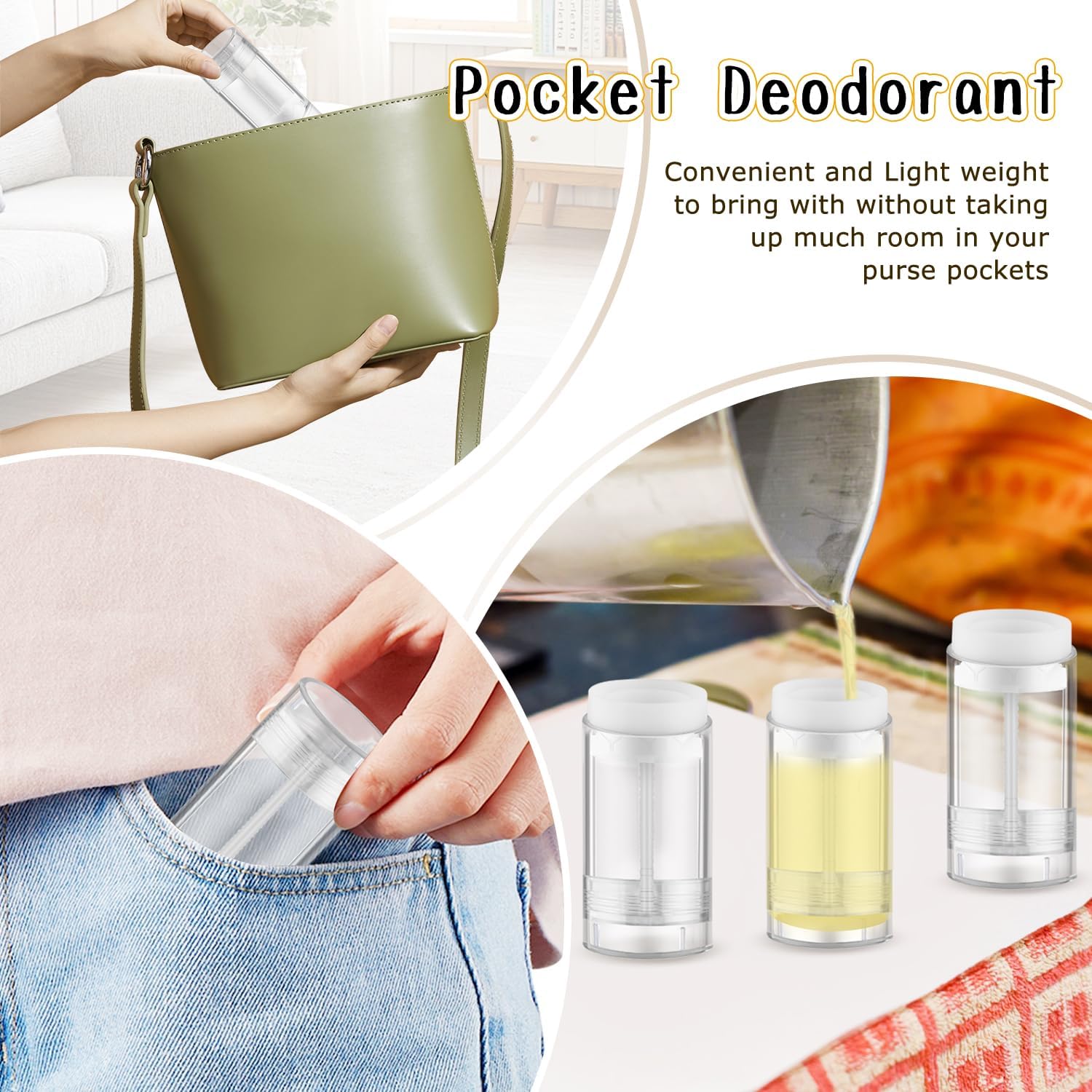 15 Pack 1 oz/30ml Plastic Travel Size Deodorant Container,Empty Round Twist-Up Stick Tube for Homemade Deodorant,Solid Lotion Bars,Body Balm,Soap Sticks,Sunscreen-UPSIDE DOWN FILLING (Clear) image 3