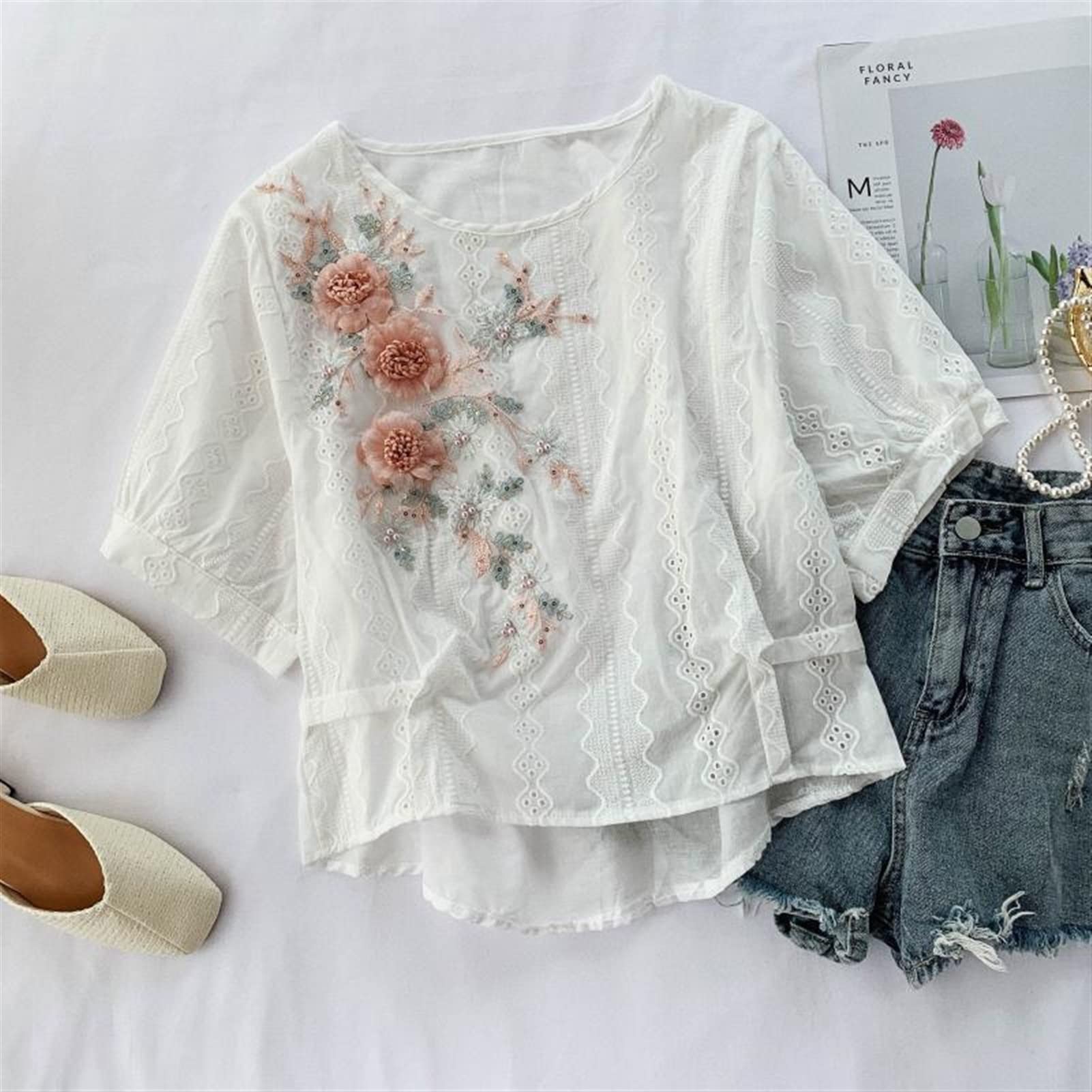 トップス orgue Flower embroidery blouse Flower embroidery blouse