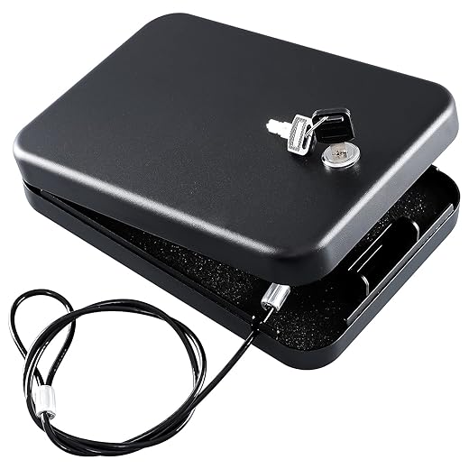 Dalmbox Gun Safe for Pistols Small Handgun Lock Box with Combination Lock Portable Travel Pistol Safe for Car, Home, Travel