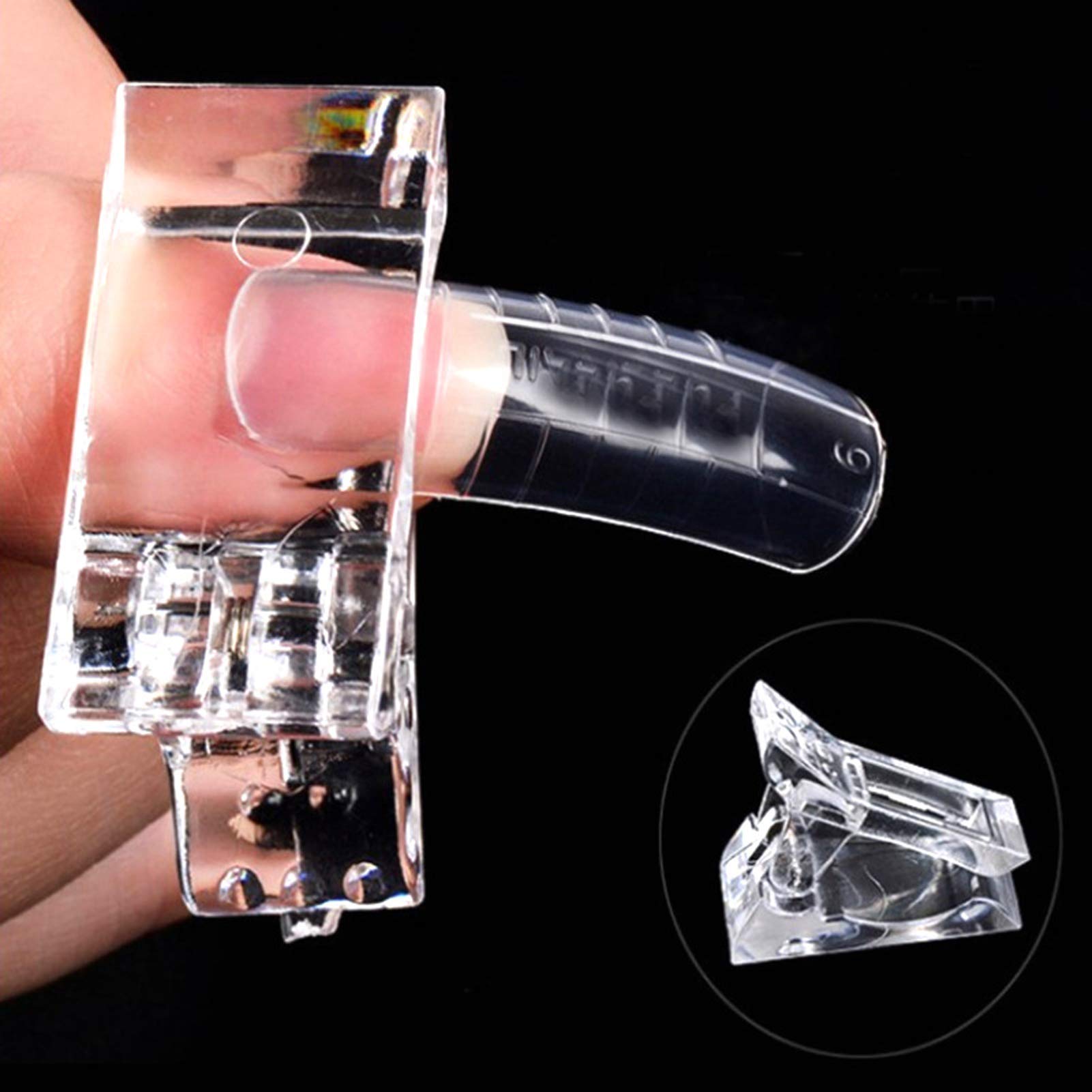 ONESWI 10 PCS Nail Tips Clip for Quick Building Polygel Plastic Finger Extension UV LED Builder for DIY Manicure Nail Art