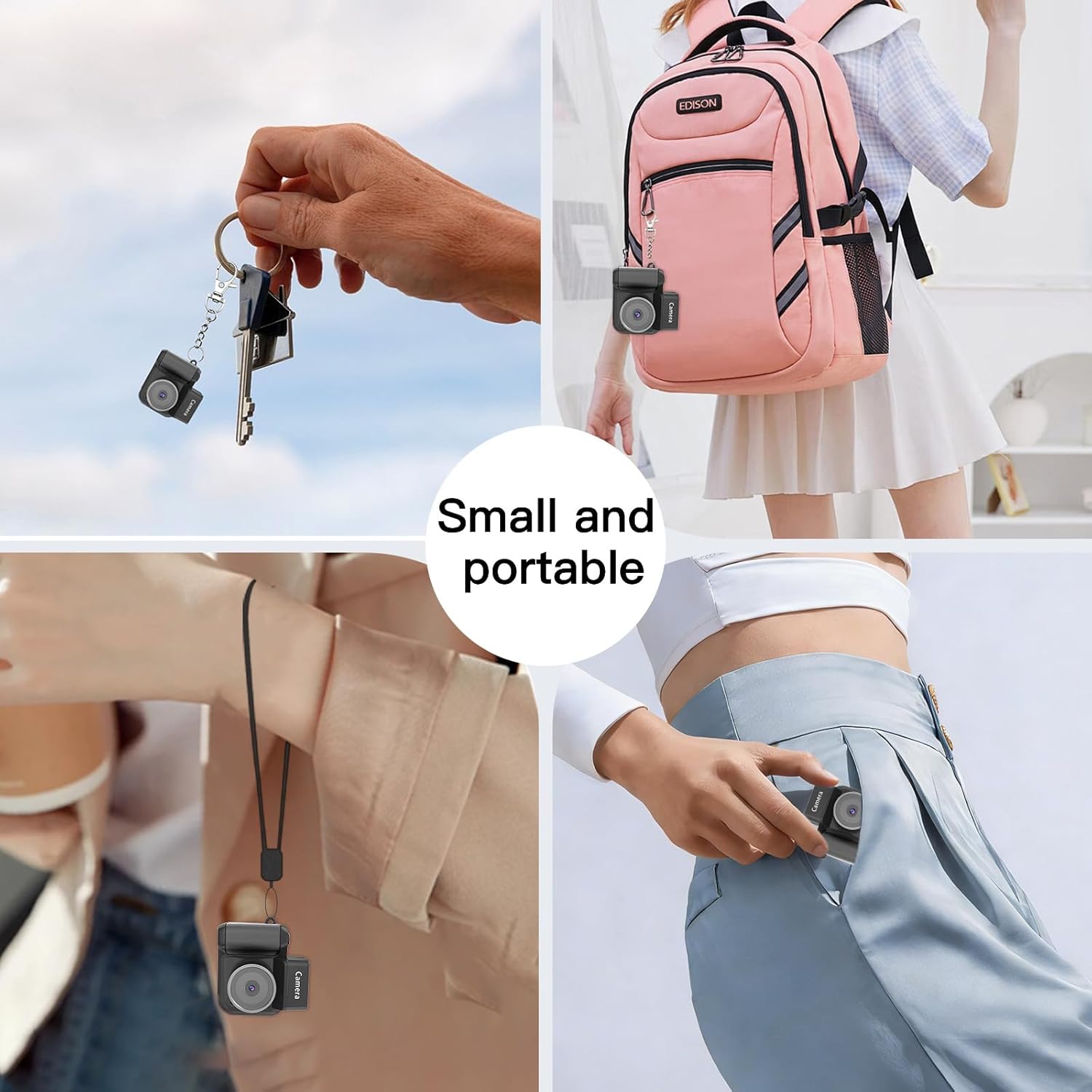 Mini Keychain Camera, Portable Retro Digital Camera with 32GB Card, Tiny Keychain Camera for Travel, Study, Vlog