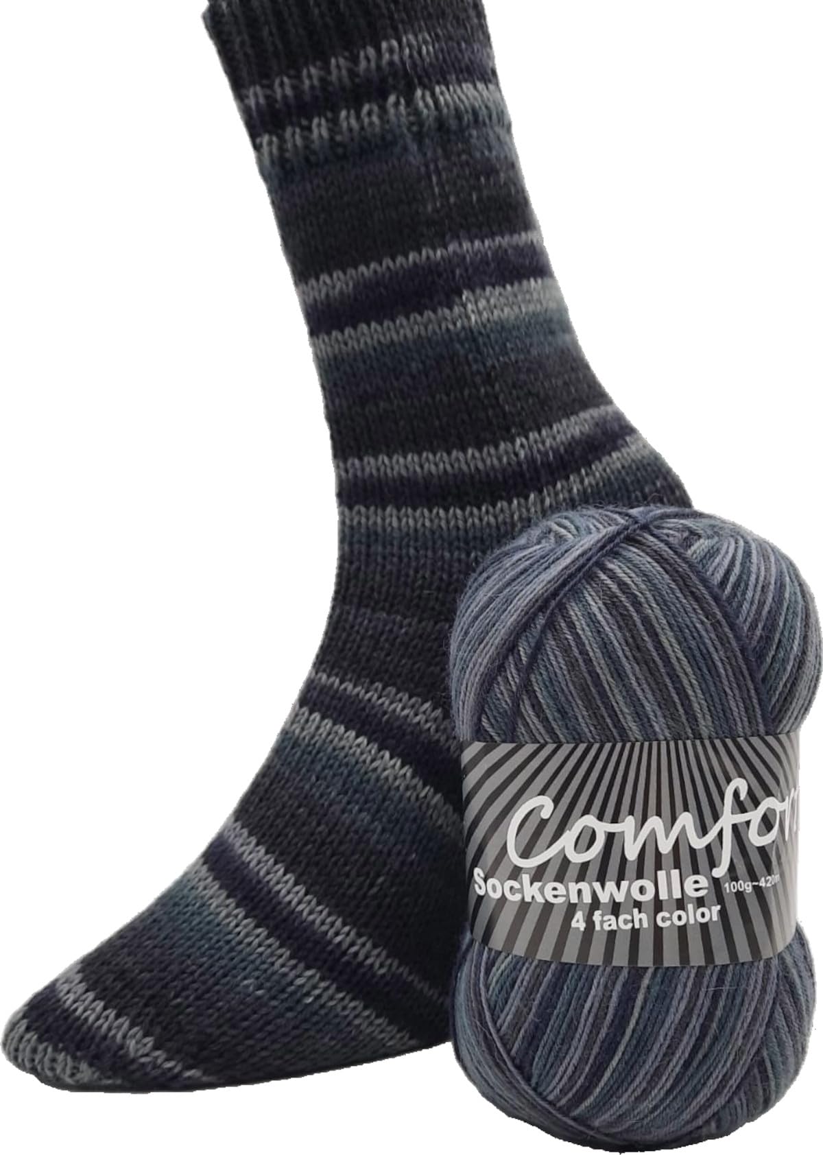 Sockenwolle Strumpfwolle Comfort Color 4-fädig - Farbset 6x100gr - 420m Lauflänge/100gr- mehrfarbiger bunter Farbverlauf Set 07
