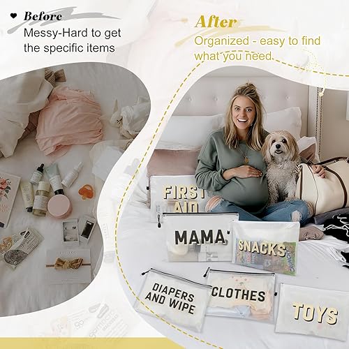 Miniatura 4 de 6 bolsas organizadoras de bolsas de pañales para el trabajo de parto y parto, organizador de bolsas de pañales esenciales de maternidad para mamá de