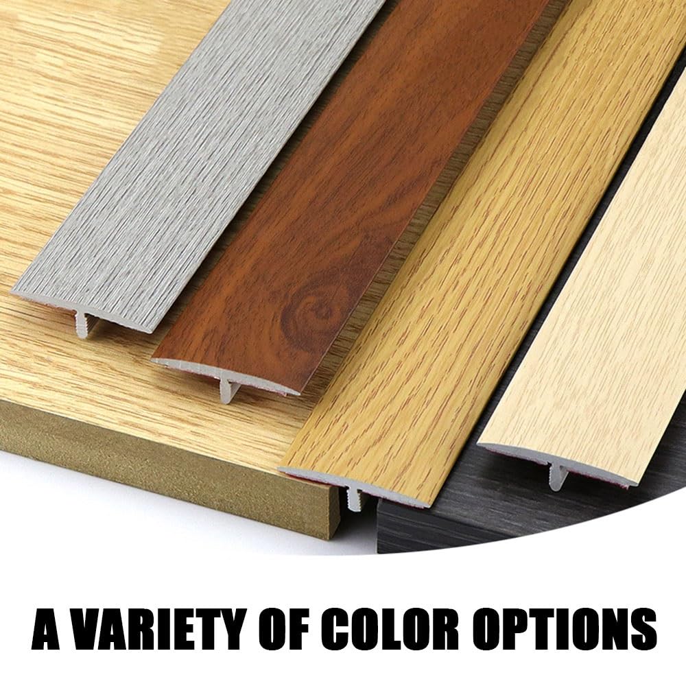 Tira de transición autoadhesiva con aspecto de madera para suelos y azulejos, solución de transición de suelo de perfil en T cortable, acabado natural, ideal para una integración de suelos sin