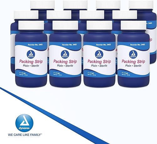 Miniatura 6 de Dynarex Tira de embalaje lisa, cuidado de heridas estéril, tira de embalaje médica tejida 100% algodón, suave y absorbente, 1 pulgada x 5 yardas, 1