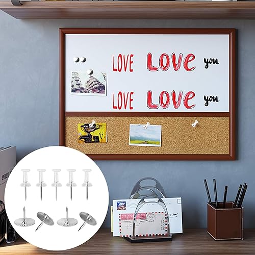 Miniatura 8 de findTop - Juego de 600 pasadores de empuje, 500 pines de cabeza plana y 100 pines de plástico transparente para cabeza