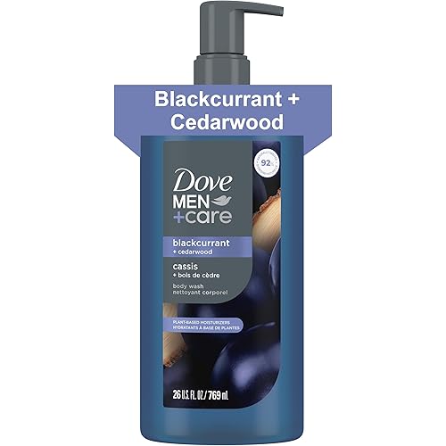 DOVE MEN + CARE Blackcurrant + Cedarwood Plant-Based Moisturizing Body Wash for Men, 26oz