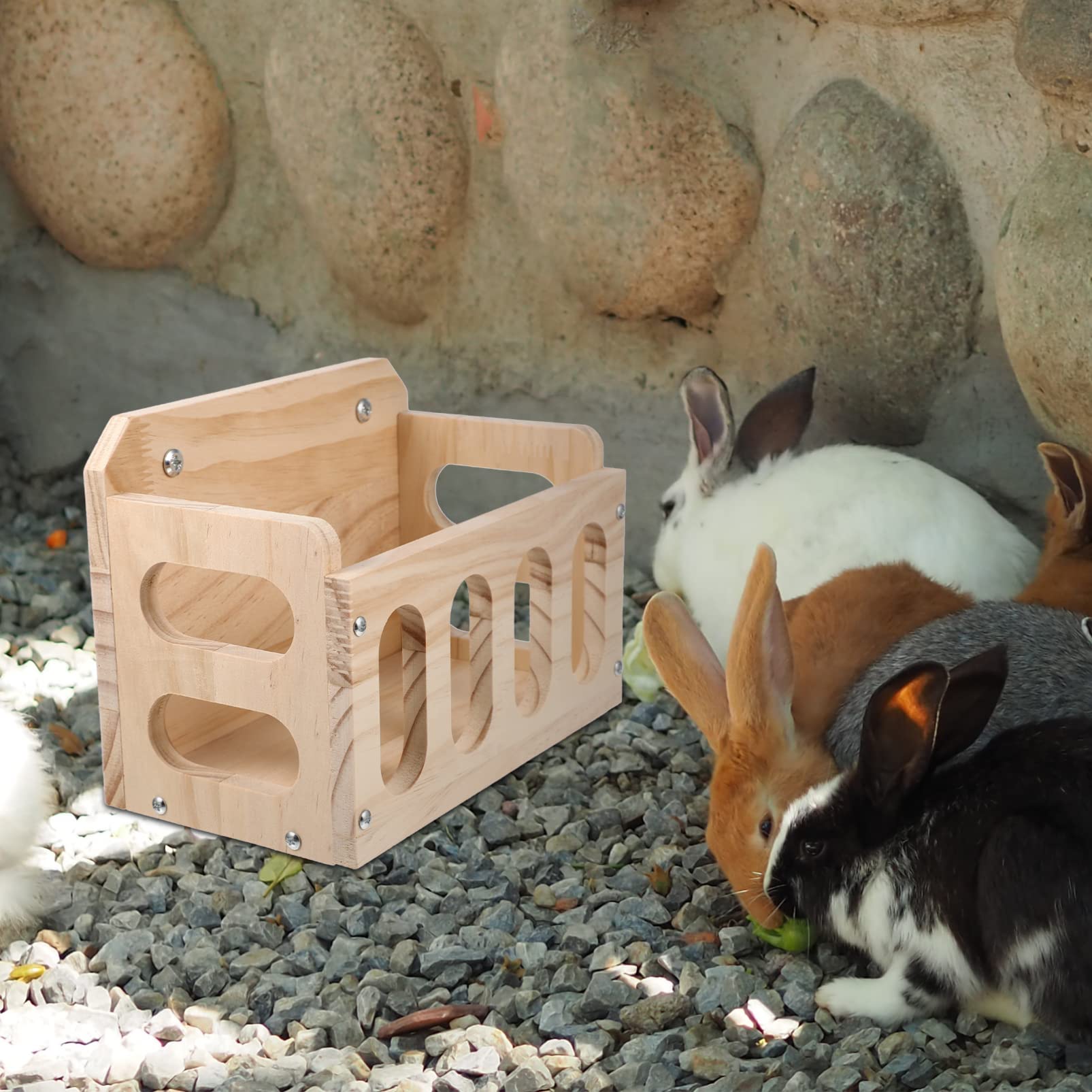 Happyyami Alimentador De Heno para Conejos Y Animales Pequeños Comedero De Heno para Jaula Contenedor De Fácil De Instalar para Hámster Chinchilla Y Conejillo De Indias 9.25X6.69X5.31In
