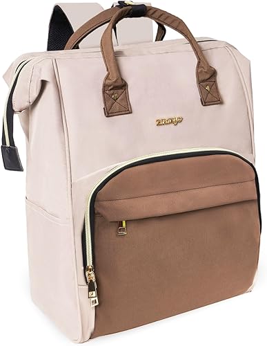 Mochila para computadora portátil para mujer, mochila de viaje de moda para mujer, bolsa de trabajo para computadora,, Marrón, Classic