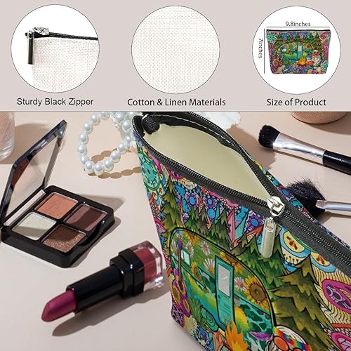 Miniatura 5 de jeilink Bolsa de maquillaje de regalo hippie divertida, decoración hippie, bolsa de aseo retro para mujeres, mejores amigas, abuela, mamá, hermana,