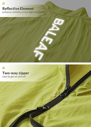 Miniatura 6 de baleaf Chaqueta de ciclismo para mujer, ligera, UPF40+, cortavientos, resistente al agua, cremallera completa, manga larga, correr, senderismo