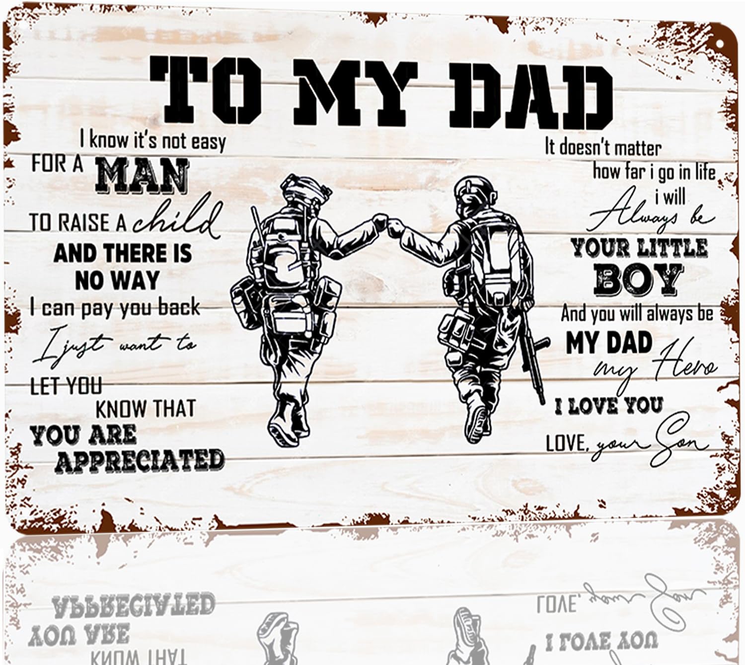 Preeklen Tin Sign 021 To My Dad Metal Tin Sign Dad Gifts Veterans Christmas Gifts To My Dad Veteran Vintage Poster Gift For Dad From Son Dad Gifts From Son Christmas Gifts 12X16 Inch