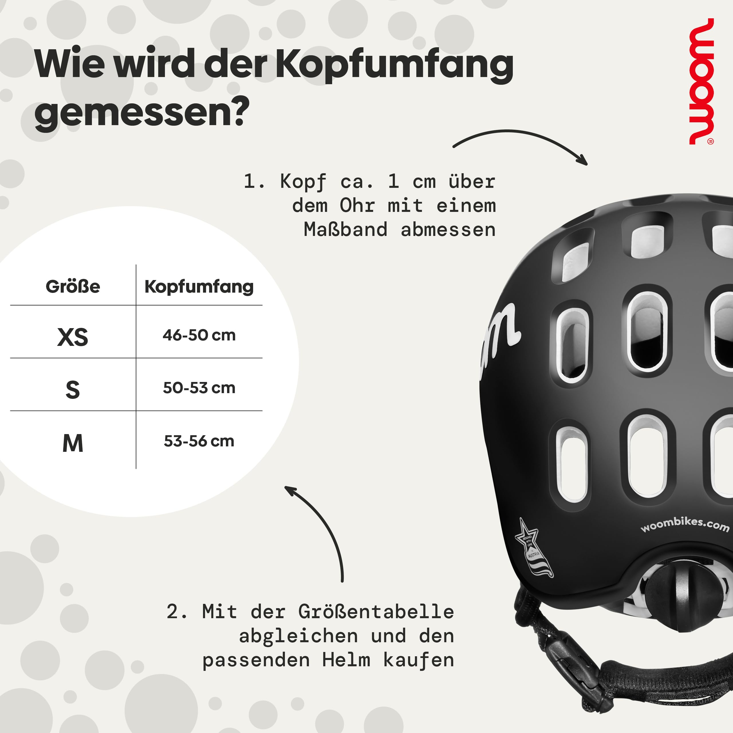 woom Kids Helm, Fahrradhelm für Kinder, mit Visier, für Jungen und Mädchen, 46–50 cm, Größe XS, Verstellbar, Aufprallschutz, Schwarz (Black) Sport & Freizeit