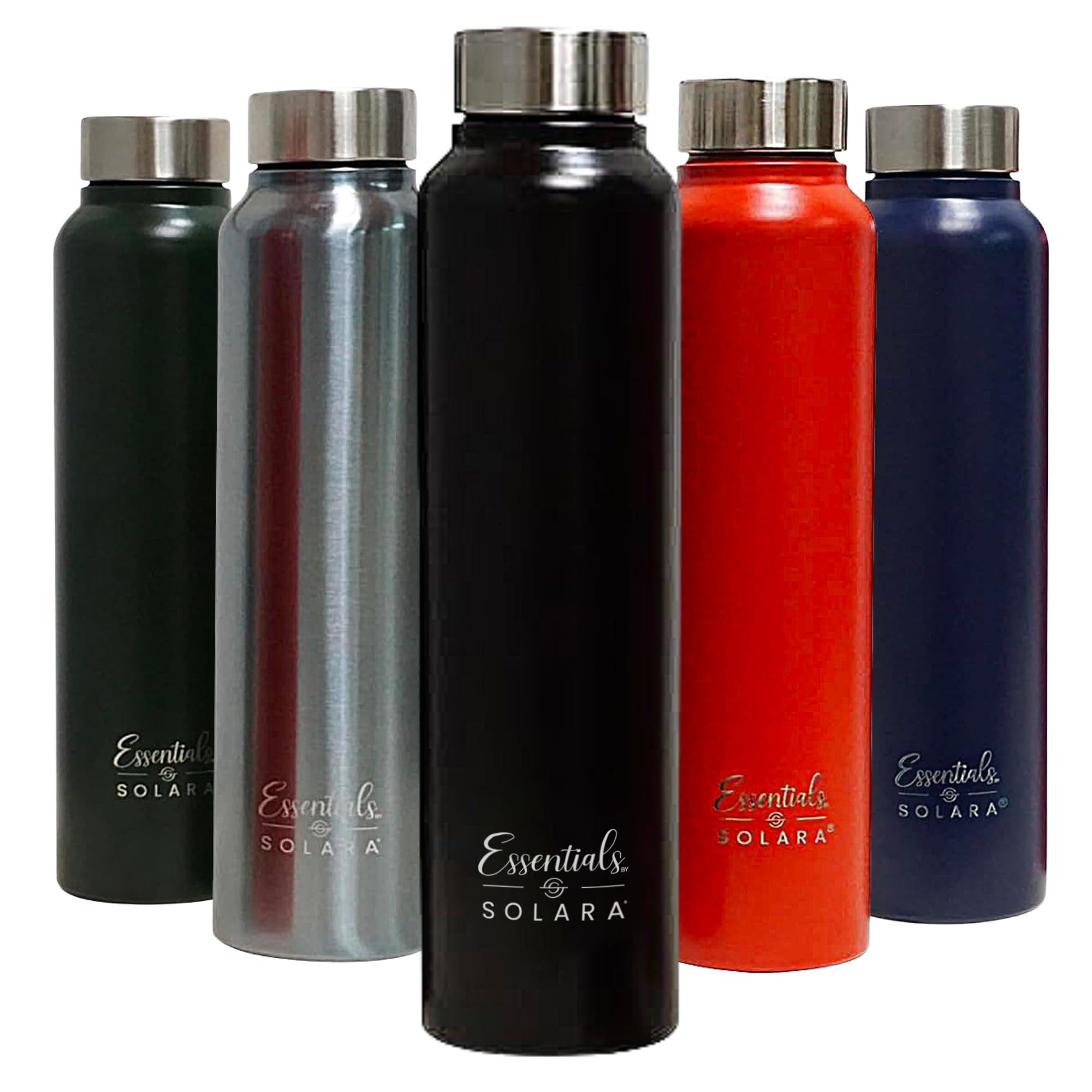 SOLARA Essentials Stainless Steel Water Bottle 1 Litre (Pack of 1), Black, Leak Proof, Single walled, Home & Kitchen Bottle, Gym Bottle, Treking Bottle, Travel Bottle