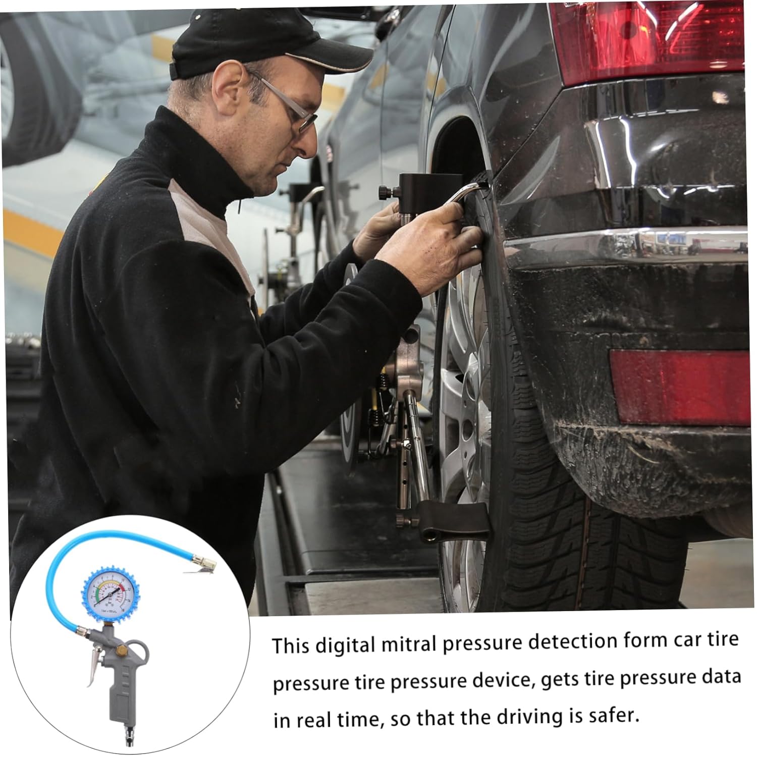 1pc Digital Tire Pressure Gauge Accurate Auto Tyre Air Pressure for Real Detection Design for Cars Trucks and Bicycles Essential Safety Tool