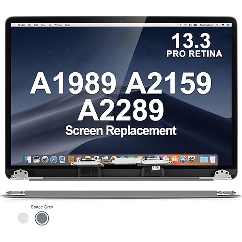 A1989 A2159 A2289 A2251 Screen Replacement for MacBook Pro 13.3" 2018 2019 2020 Year 13-inch Retina Full LED LCD Display Assembly EMC 3358 3214 3301 3348 3456 2560x1600 (Space Gray)