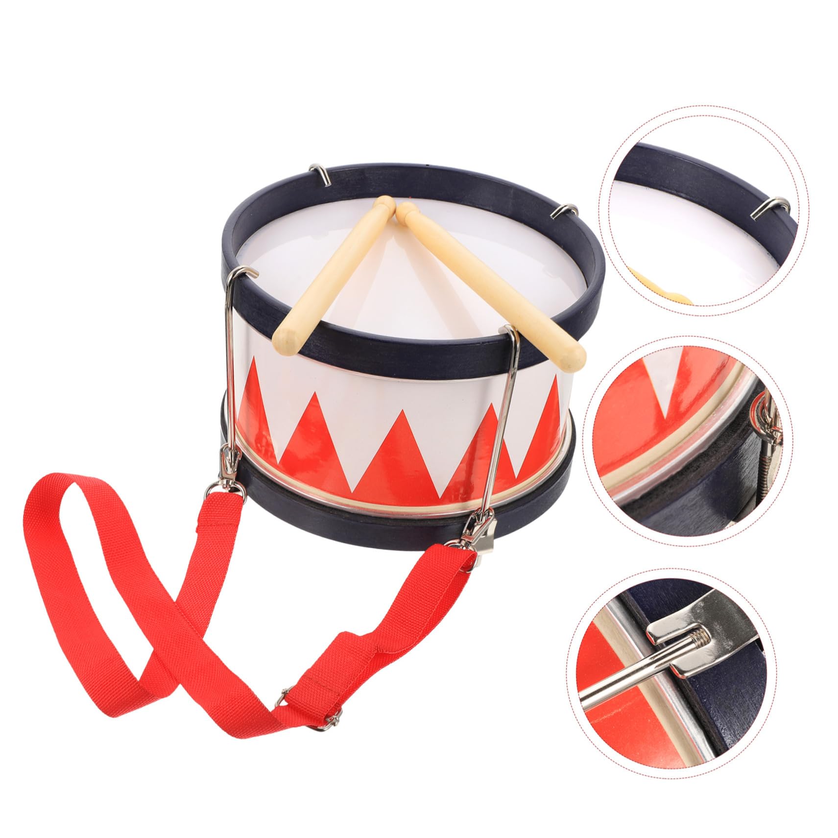 Mikinona Kit de Caja de Percusión Rojo para Niños Baquetas de Madera y Metal, Instrumento Musical para Fortalecer la Relación Familiar y Atraer la Atención Infantil Color