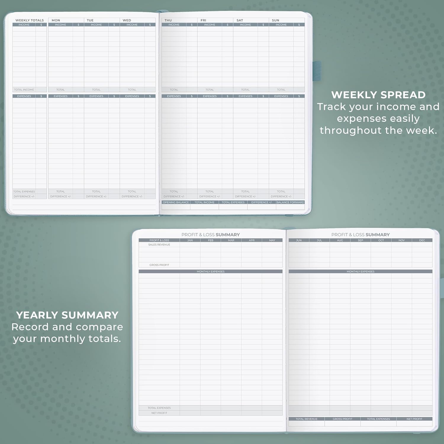 Clever Fox Income & Expense Tracker Large – Accounting & Bookkeeping Ledger Book for Small Business – 2-Year Record Notebook, A4 (Blue Surf)