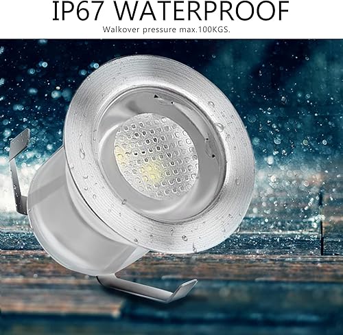 Miniatura 7 de QACA Kit de luces LED de bajo voltaje para cubierta de acero inoxidable, impermeable, empotradas, para terrazas de madera, escaleras, jardín, patio