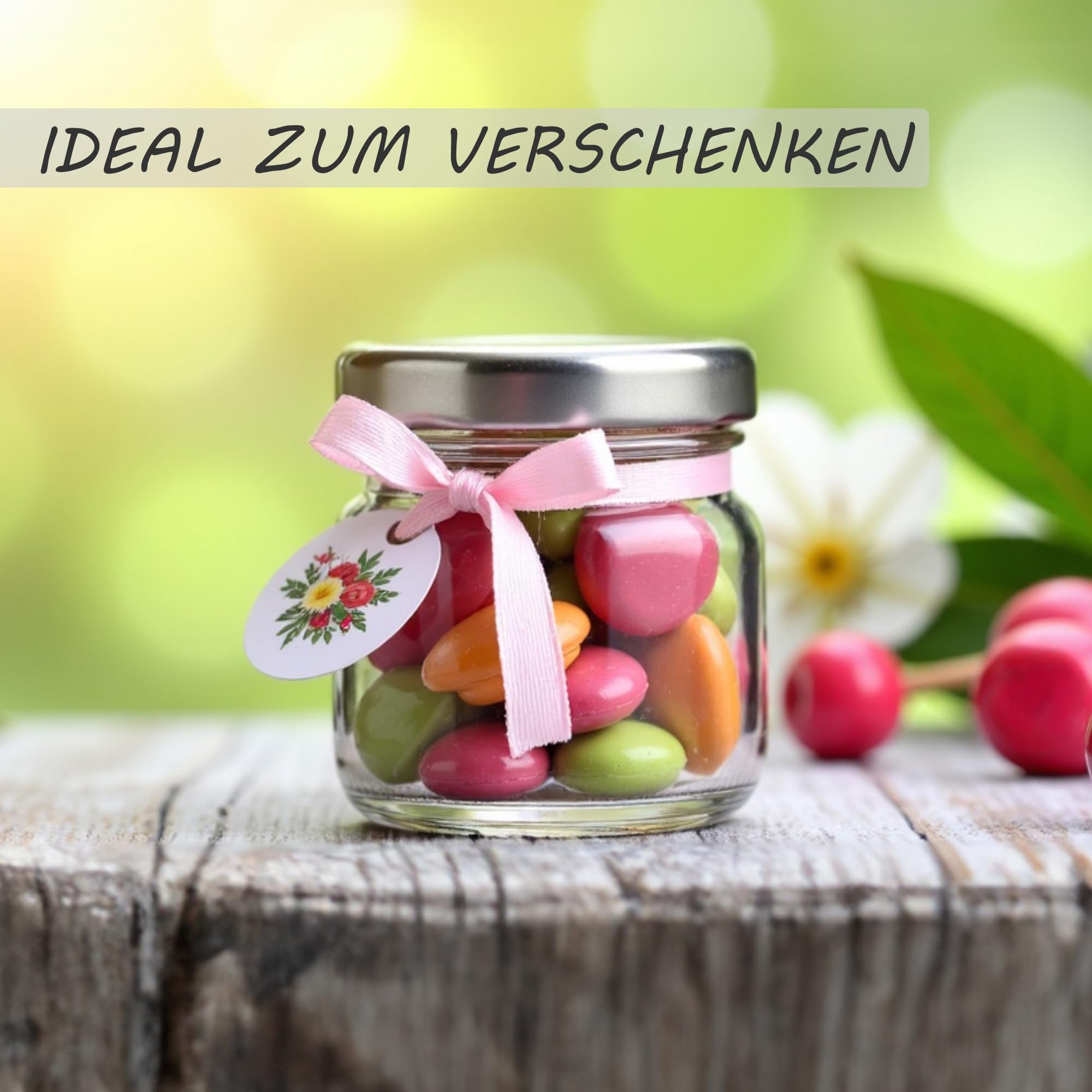 Gouveo 48er Set Einmachgläser 50 Ml – Mini Vorratsgläser Mit Weißem Schraubdeckel, Ideal Für Marmelade, Gewürze, Kräuter & Geschenke Metallschraubdeckel Weiß