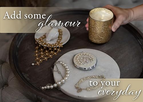 Vista 23 de Cottage Garden Pintado a mano esmalte de metal dorado ornamental vintage tapa con bisagras personal de 3 pulgadas maquillaje belleza espejo de viaje