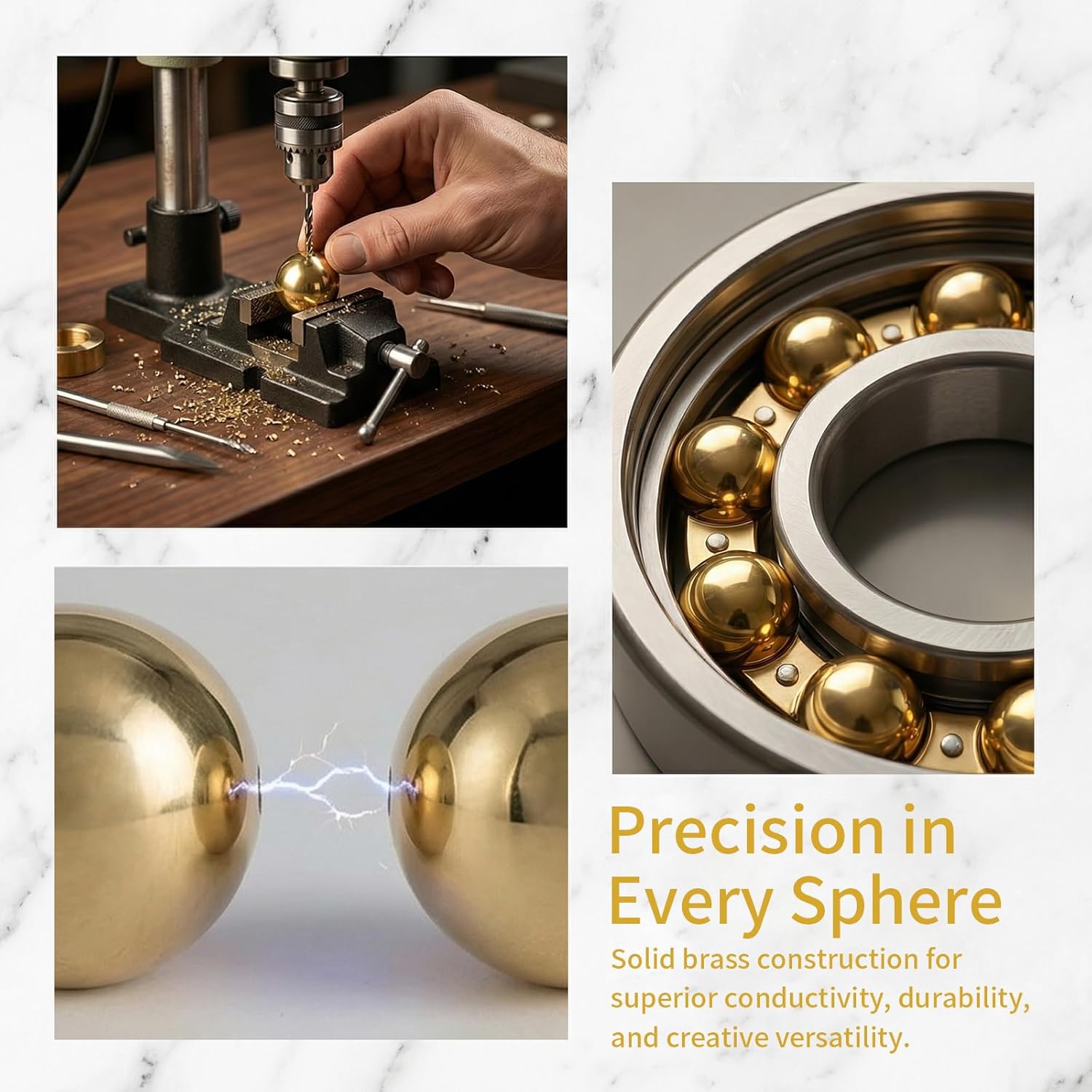 70 PCS Solid Brass Bearing Balls, 1/2 Inch 12.7mm Precision Brass Bearing Balls for Industrial Equipment,Machinery Bearings, DIY Decoration