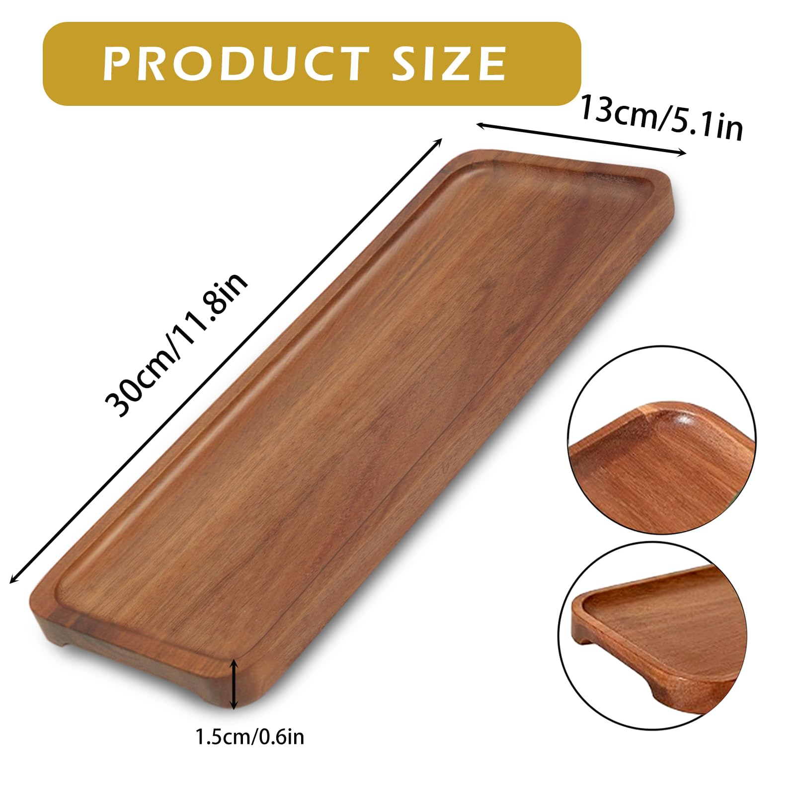 1.08 Vassoio in legno con bordo alto - circa 40 x 14 x 4 cm