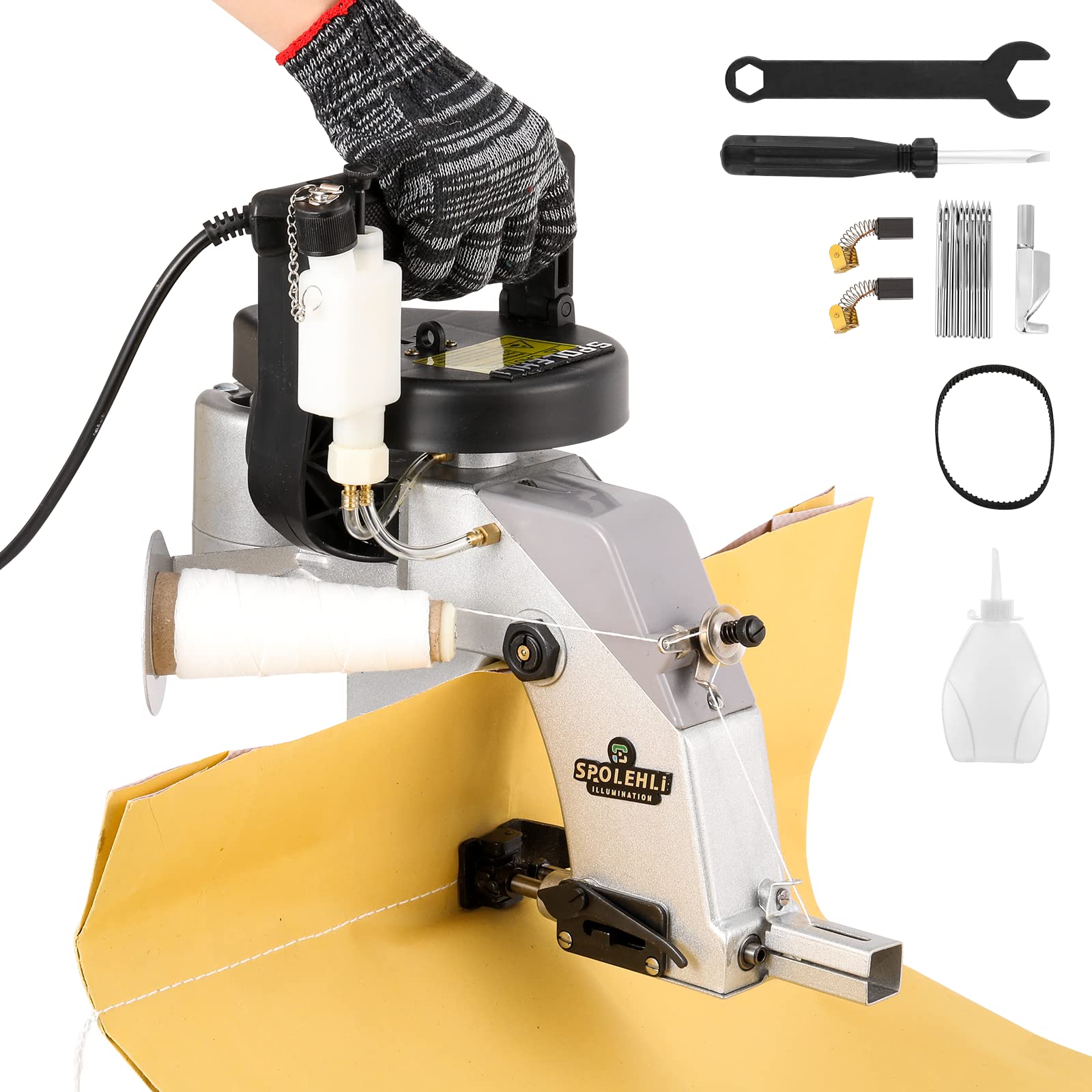 Machine à coudre closer stitcher Spolehli Machine à coudre électrique pour fermer les sacs Machine à coudre portable pour sacs Epaisseur 8mm Convient pour les sacs / sacs tissés / sacs de riz