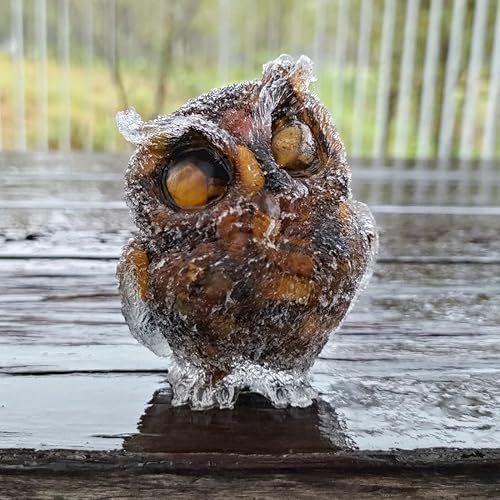 Miniatura 7 de NUZUJX Estatua de búho de 2.5 pulgadas, granate natural, piedra de ojo de tigre, figura de búho para decoración del hogar (obsidiana)