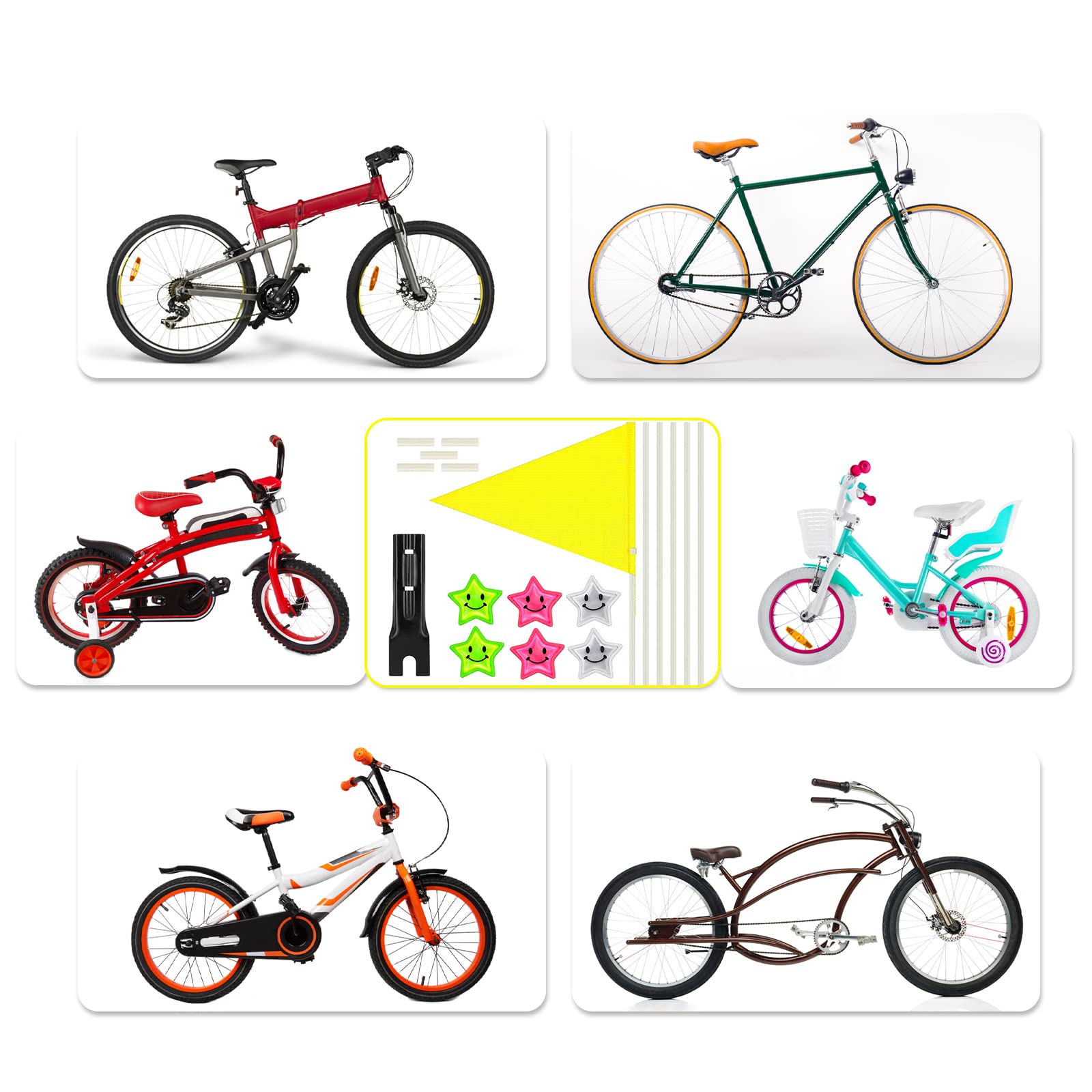 HuaMuDM Bandiera Bicicletta Riflettente - Gagliardetto e Bandierina per Bambini