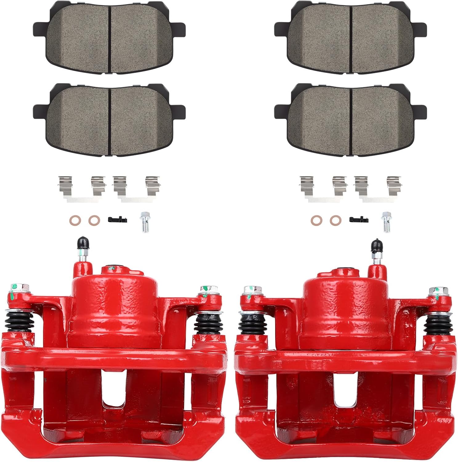 INEEDUP Front Left & Right Disc Brake Calipers Assembly with Bracket and Semi-Metallic Pads 19B2698 19B2699 D923 2003-2008 For Pontiac 2003-2008 For Toyota [6PCS]