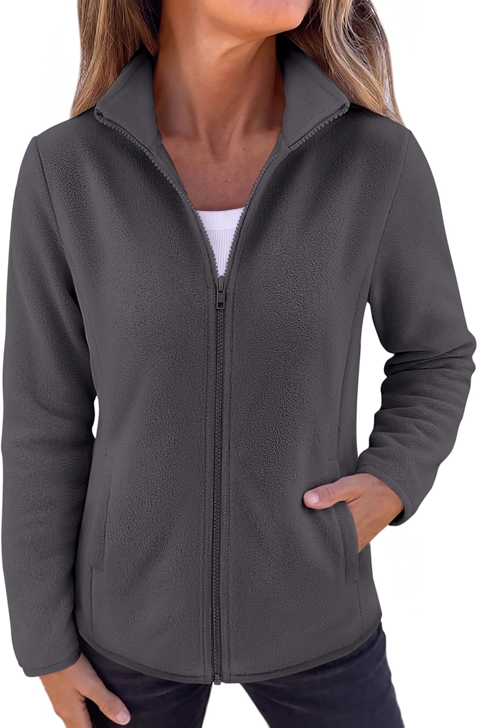Zeagoo Womens Lightweight Fleece Full Zip Jacket w Pockets
