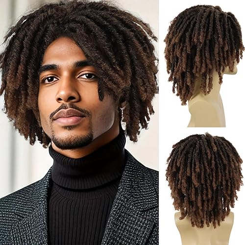 Miniatura 7 de GNIMEGIL Peluca corta trenzada para hombre, estilo afro, estilo Bob negro, pelo torcido, peluca sintética natural, trenzas sintéticas en capas,