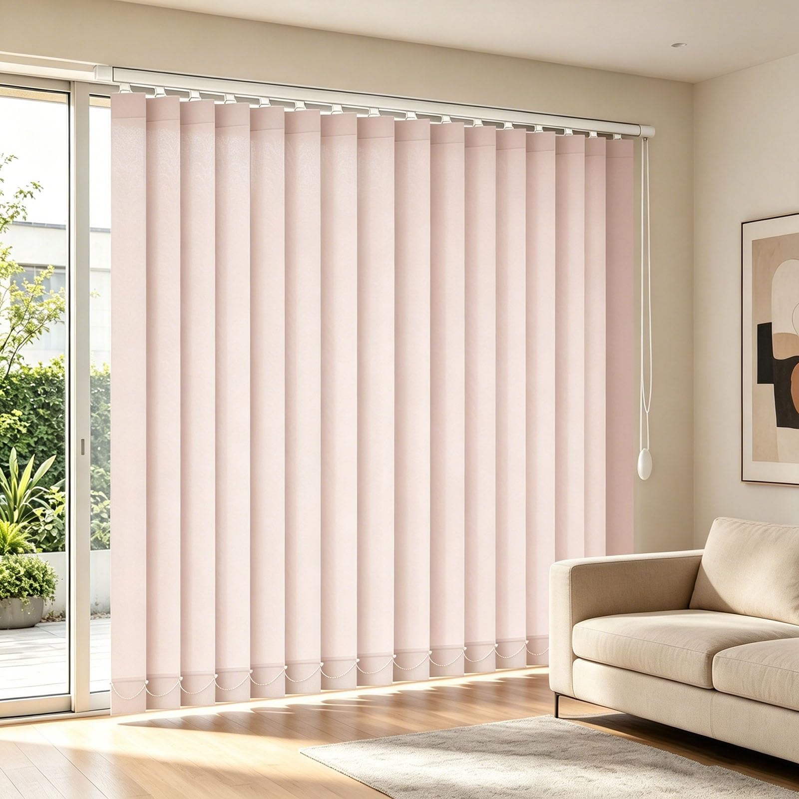 Generisch Schiebevorhang Lamellenanlage aus Stoff, Sonnenschutz Vertikaljalousie Flächenvorhang inkl. Montagematerial für Schiebetüren Innenfenster Wand Deckenmontage(Rosa,B210xH260cm)
