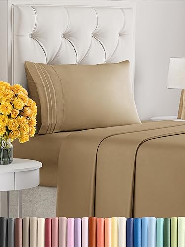 Vista 133 de Juego de sábanas de 4 piezas tamaño king, extrasuaves, transpirables y refrescantes con esquinas profundas, sábanas de fácil ajuste y sin arrugas