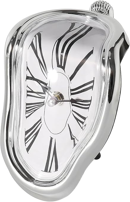 NIRVITTHAL Vintage Retro Art Melting Wall Clock Home Hanging Shelf Decor Gold (Silver)