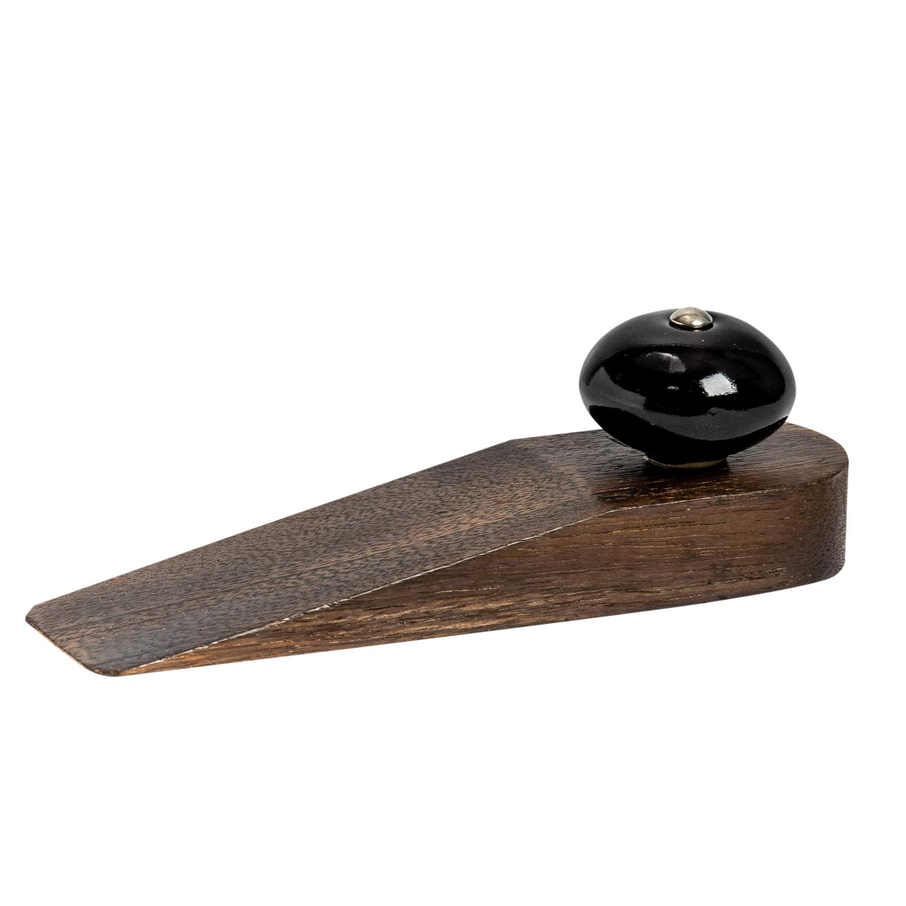 Nicola Spring Traditional Vintage Wooden Door Wedge Stop Block Stopper Doorstop - Black Design