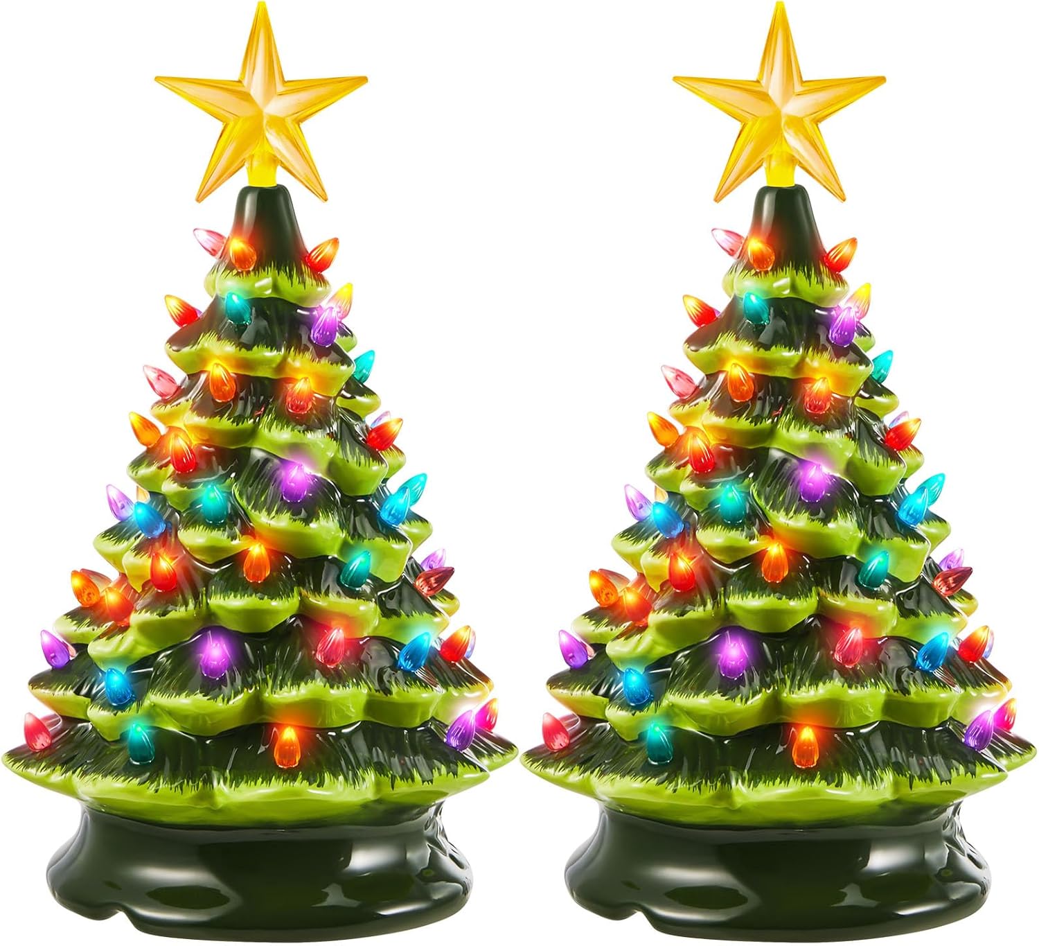 Baquler 2 Pack 15 Inch No DIY Required Pre Lit Ceramic