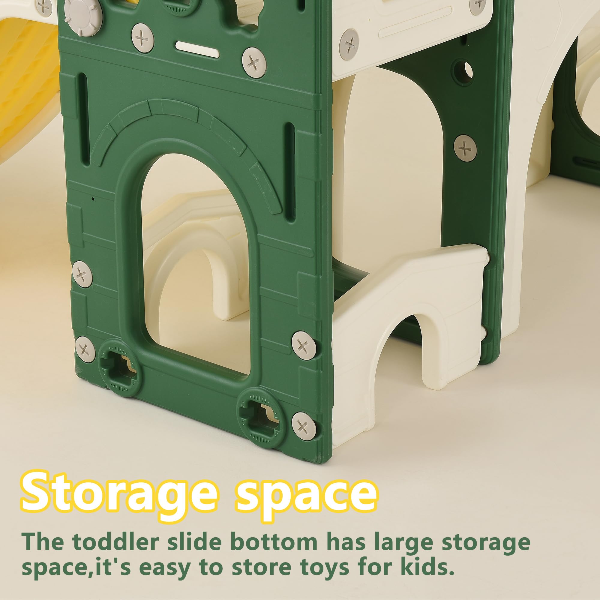 Kinder Rutsche, 7 in 1 Kinderrutsche mit Slide, Climber, Telescope, Small Window, Basketballkorb, Storage Space und Tunnel, Indoor-Kunststoffrutschenset, Montessori-Spielzeug für Den Spielplatz