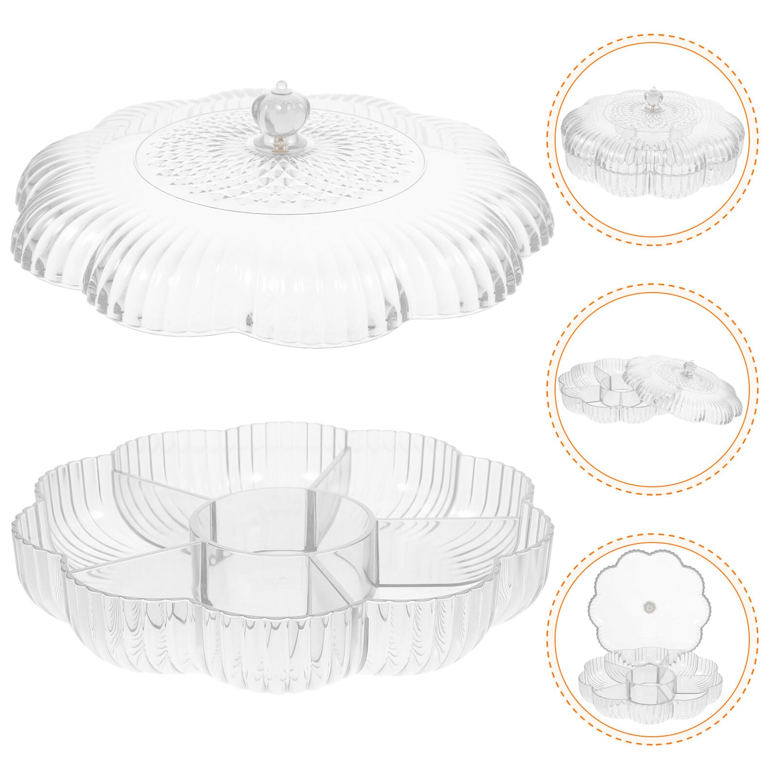 Gadpiparty Bandeja para Servir Frutas y Dulces Compartimentos de Ps, Reutilizable y Elegante para Cocina y Salón, Adecuado para Fiestas y Snacks Familiares