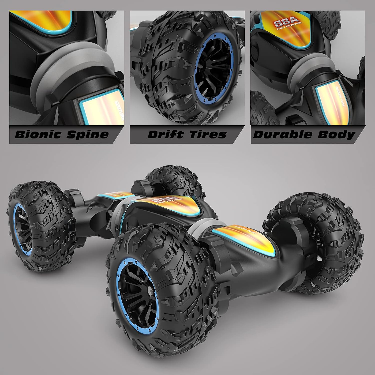 Tecnock rc car Remote Control car for Kids Adults,1:20 Scale 15KM/H 4WD Gesture Sensor Toy car,2.4 GHz All Terrain Remote Control Crawler for 40+ Min Play,Gift for Boys Girls
