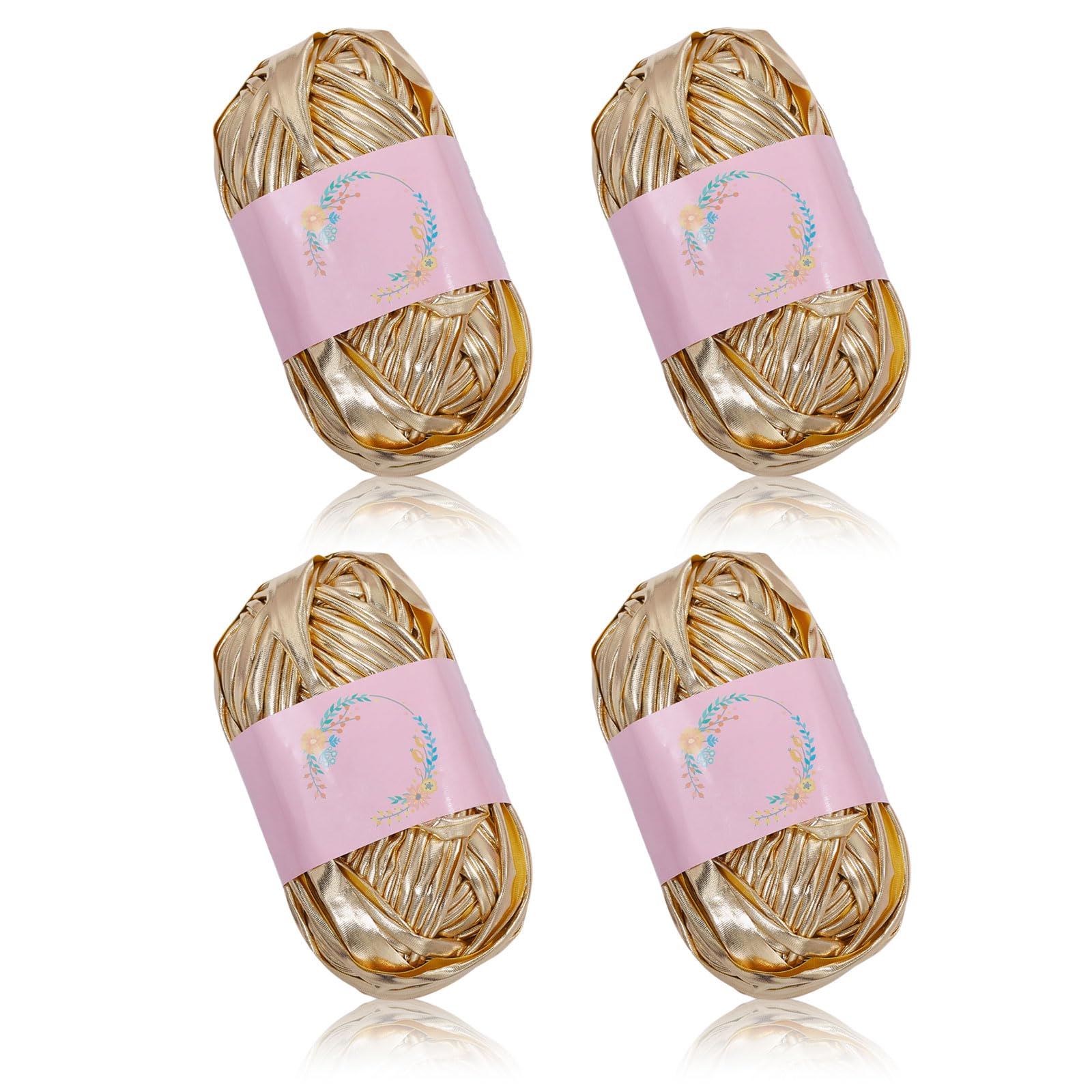 Fil métallique pour crochet et tricot souple et résistant lot de 4 rouleaux dorés 100g
