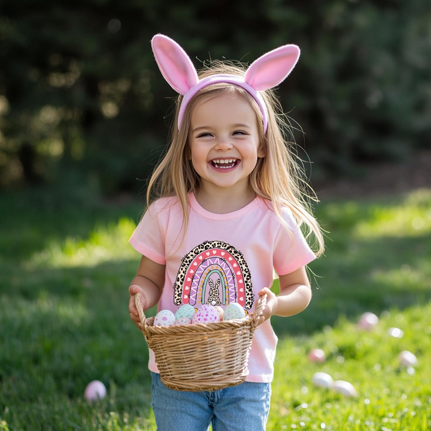 Toddler Girls Easter Shirts Cute Bunny Tshirts Happy Easter Tees Cotton Short Sleeve Tops 2-10 Years - Image 3